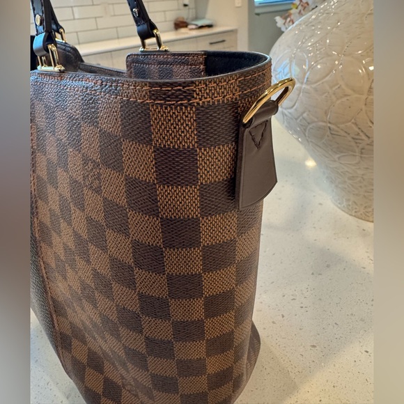 Louis Vuitton Damier Ebene Jersey Tote w pink strap - Picture 6 of 12